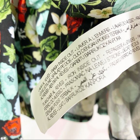 ZARA Blouse S Floral Cottagecore Peplum Long Puff Sleeves - Picture 10 of 11